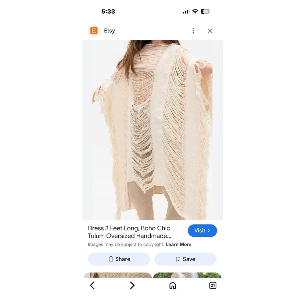 Bohemian, Hippie Cotton Top Poncho Handmade Ivory